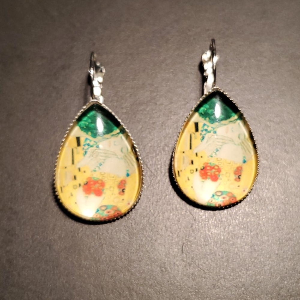 $10 or 3 for $20 (with Free Shipping) Gustav Klimtz The Kiss Earrings, 1.5" Long